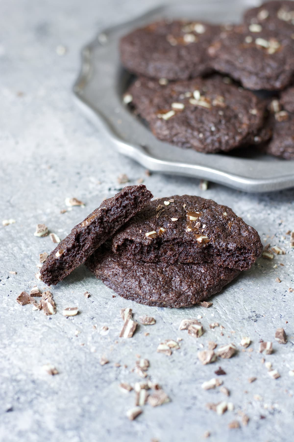 Five ingredient gluten free Dark Chocolate Peppermint Cookies are packed with Andes mints for a perfect holiday treat!