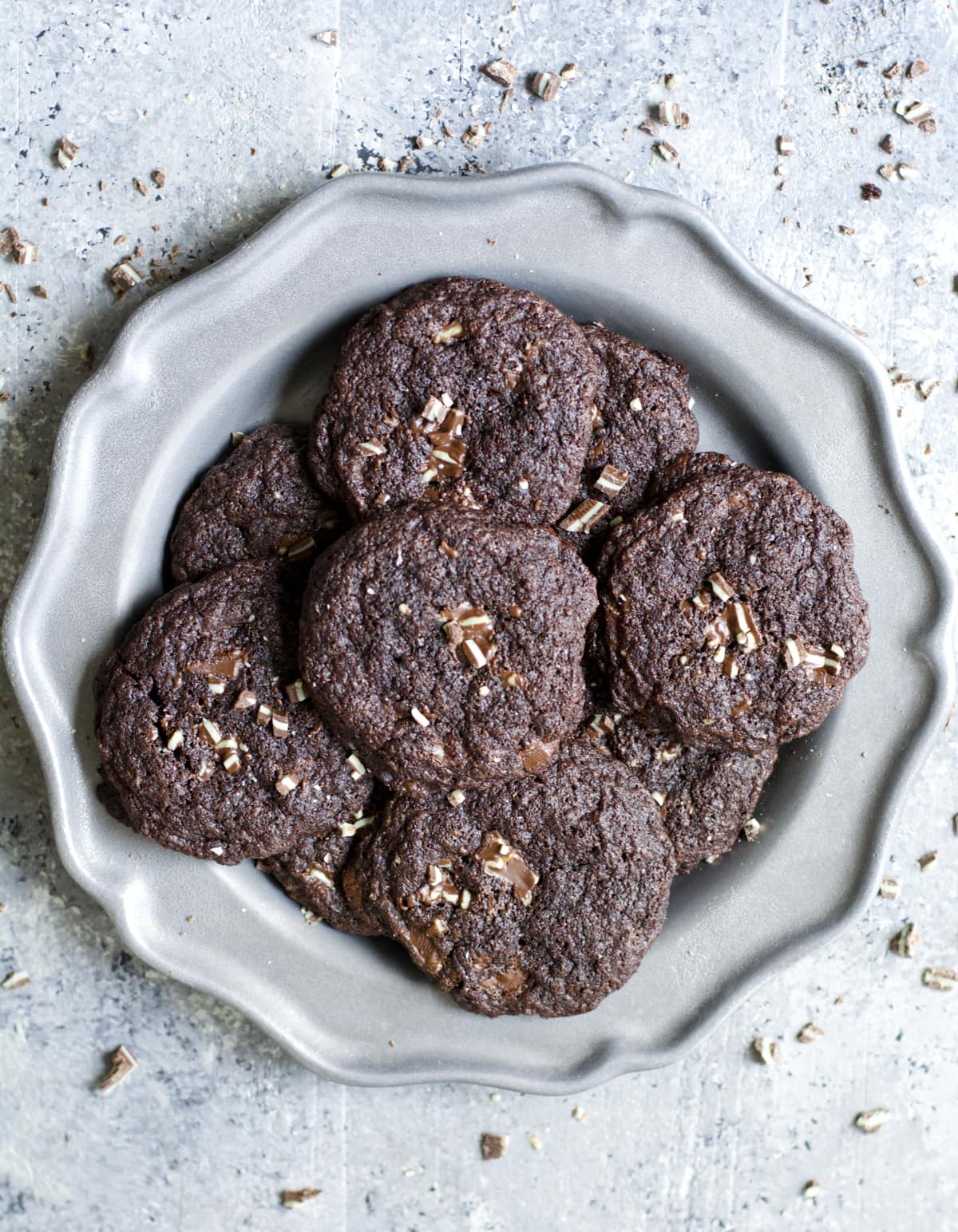 Five ingredient gluten free Dark Chocolate Peppermint Cookies are packed with Andes mints for a perfect holiday treat!