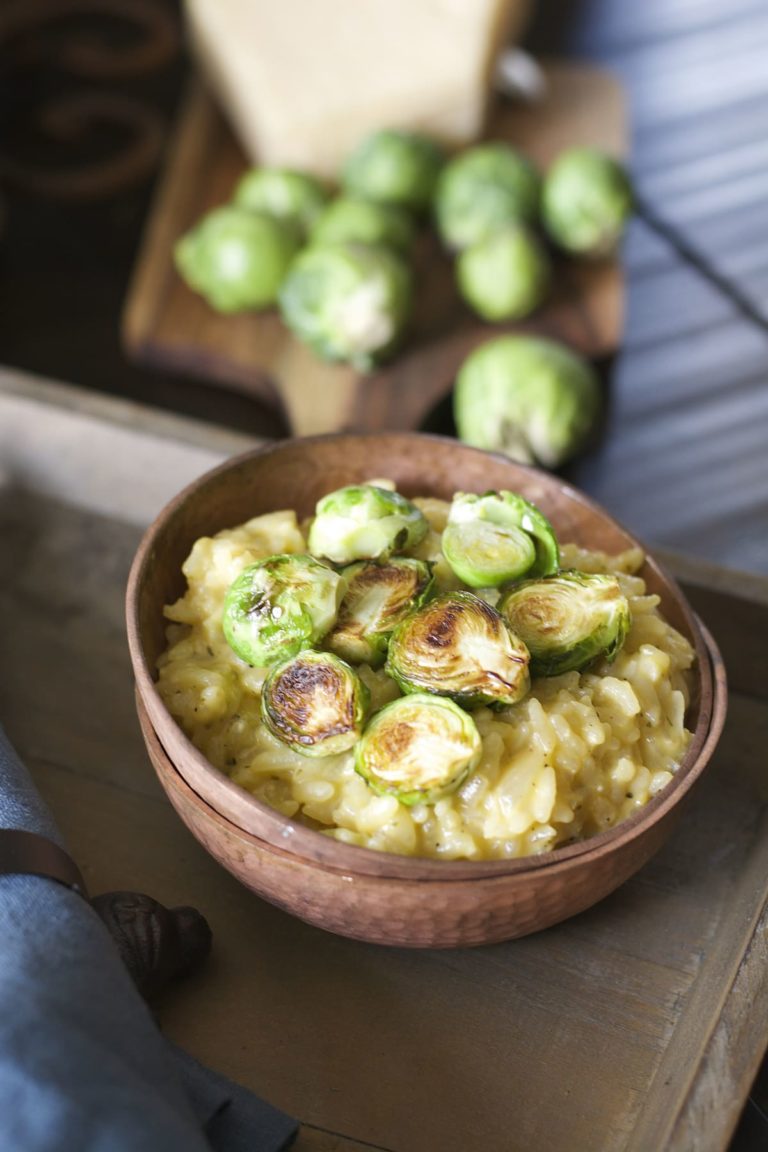 Crispy Brussels Sprout and Creamy Parmesan Risotto Maebells