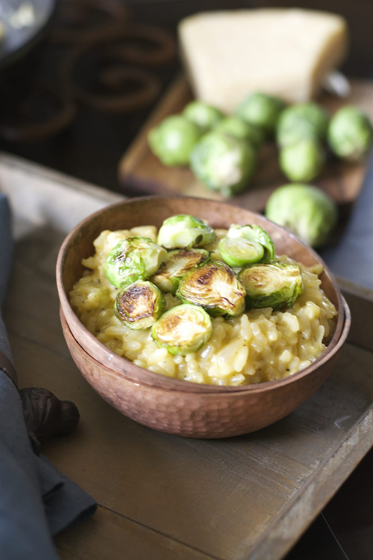 Crispy Brussels Sprout and Creamy Parmesan Risotto Maebells