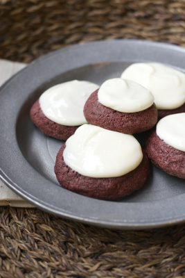 Gluten Free Red Velvet Cookies with Vanilla Cream Cheese Frosting!