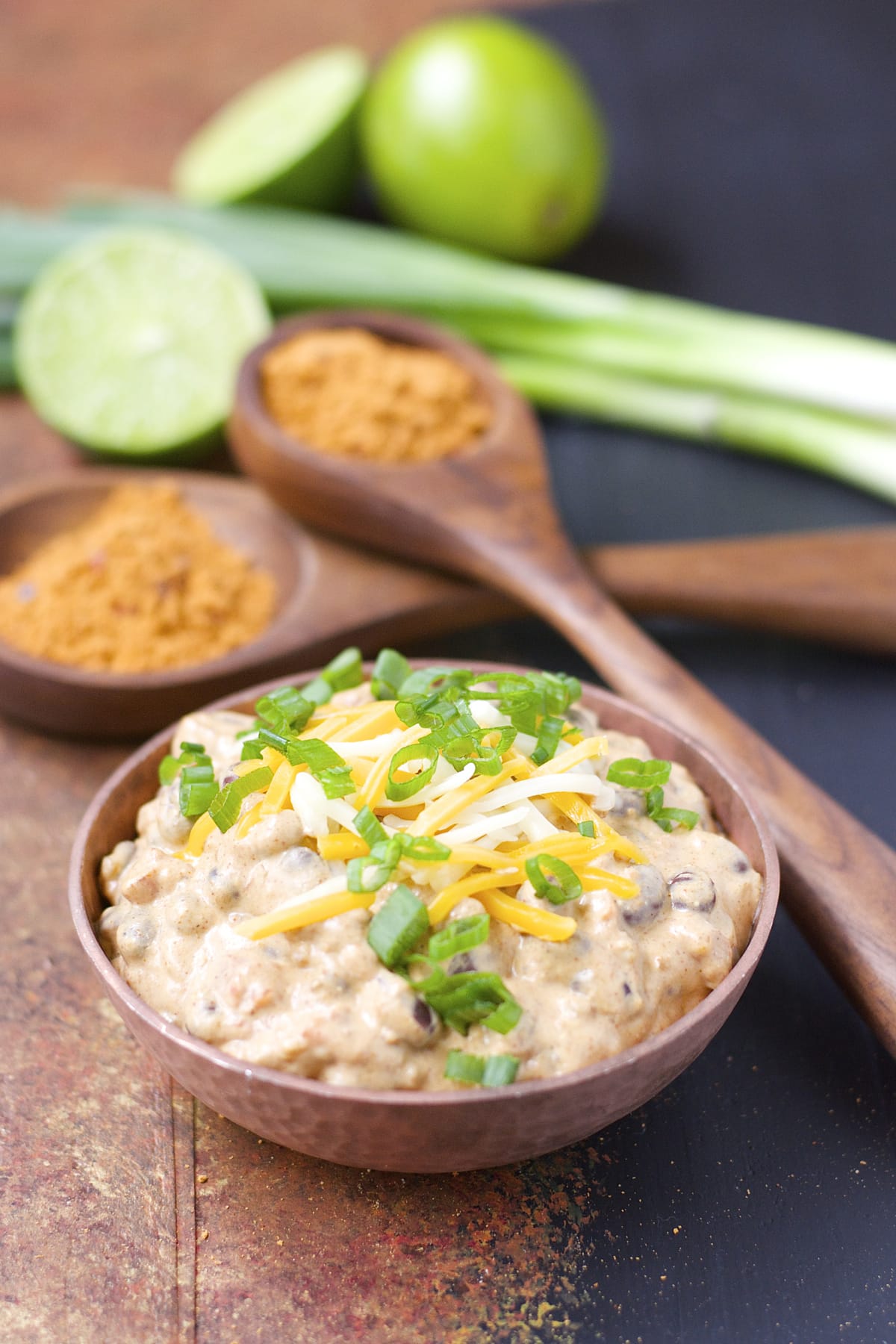 Slow Cooker Spicy Black Bean Dip, this stuff is so addictive! Only FOUR ingredients and gluten free!