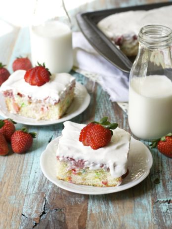 This super simple Funfetti Strawberry Poke Cake is totally gluten free and perfect for Spring!