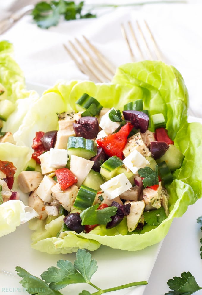 Greek Chicken Salad Lettuce Cups
