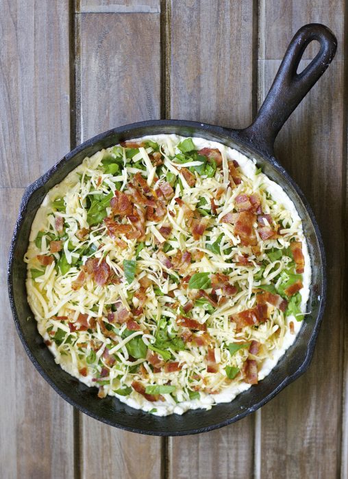 This Keto Bacon Jalapeno Quiche is an easy hearty dish your family will love! Loaded with crispy bacon, fresh jalapeño, shredded gouda and chopped spinach this will become a fast favorite!