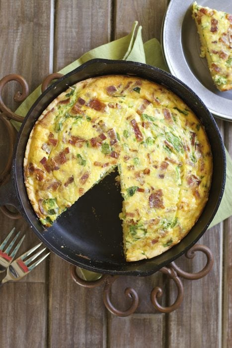 This Keto Bacon Jalapeno Quiche is an easy hearty dish your family will love! Loaded with crispy bacon, fresh jalapeño, shredded gouda and chopped spinach this will become a fast favorite!