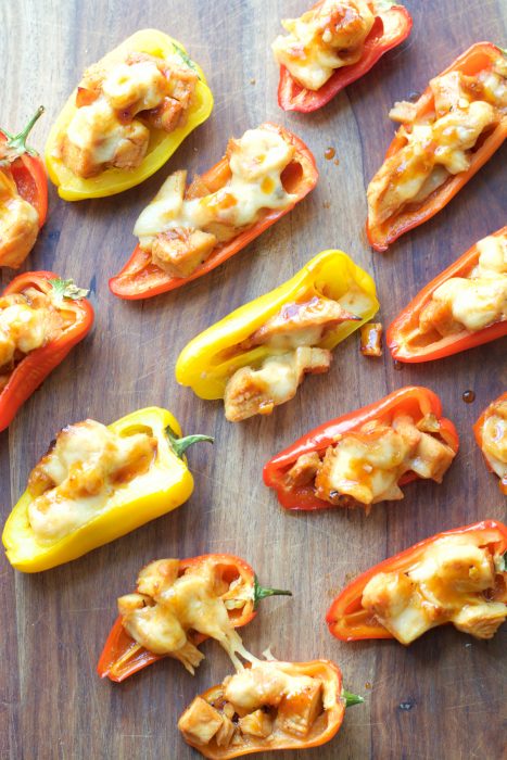 This simple six ingredient dish is perfect for Summer entertaining! Your guests will love these sweet and spicy Chipotle Chicken Stuffed Peppers!