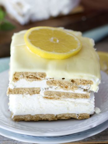 This quick and easy Lemon Icebox Cake has just six ingredients! This no bake, gluten free treat is the perfect Summer dessert!