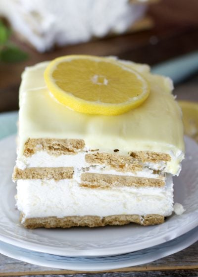 This quick and easy Lemon Icebox Cake has just six ingredients! This no bake, gluten free treat is the perfect Summer dessert!