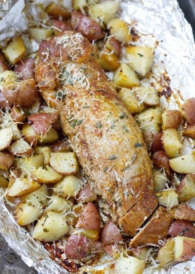 This easy Grilled Herb Crusted Potatoes and Pork Tenderloin Foil Packet is an effortless Summer meal perfect for busy weeknights!