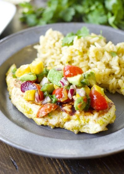 This Sweet and Spicy Habanero Chicken with Mango Salsa is grilled to perfection and packed with flavor!