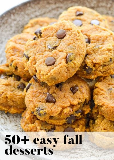 pumpkin chocolate chip cookies on a white plate