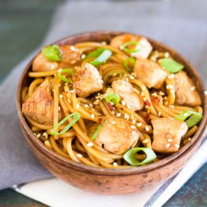 This Sesame Chicken Lo Mein is covered in a sweet sesame ginger and garlic sauce and ready in under 30 minutes!