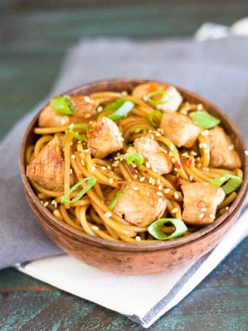 This Sesame Chicken Lo Mein is covered in a sweet sesame ginger and garlic sauce and ready in under 30 minutes!