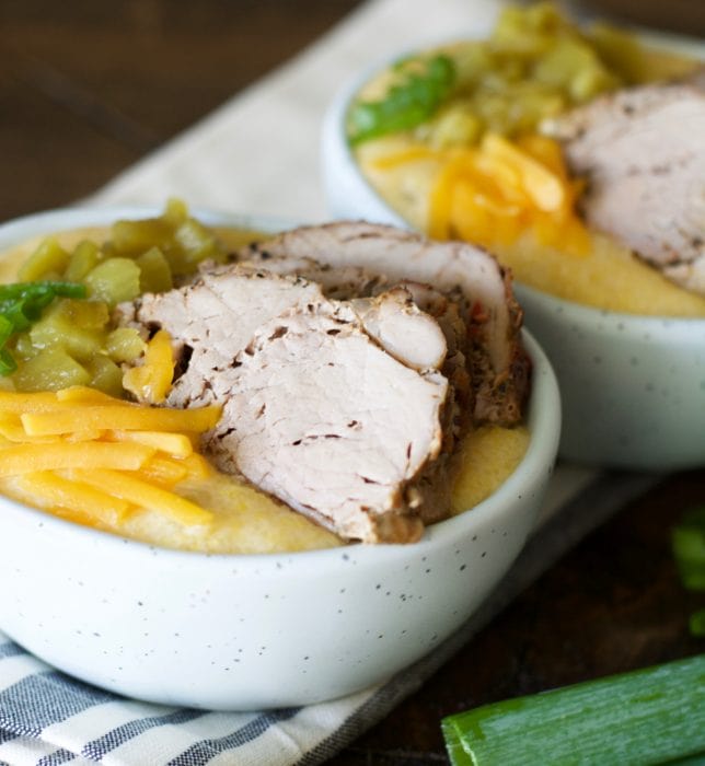 This Pork Tenderloin with Grits is ready in just 30 minutes and packed with flavor! A weeknight meal your family is guaranteed to love!