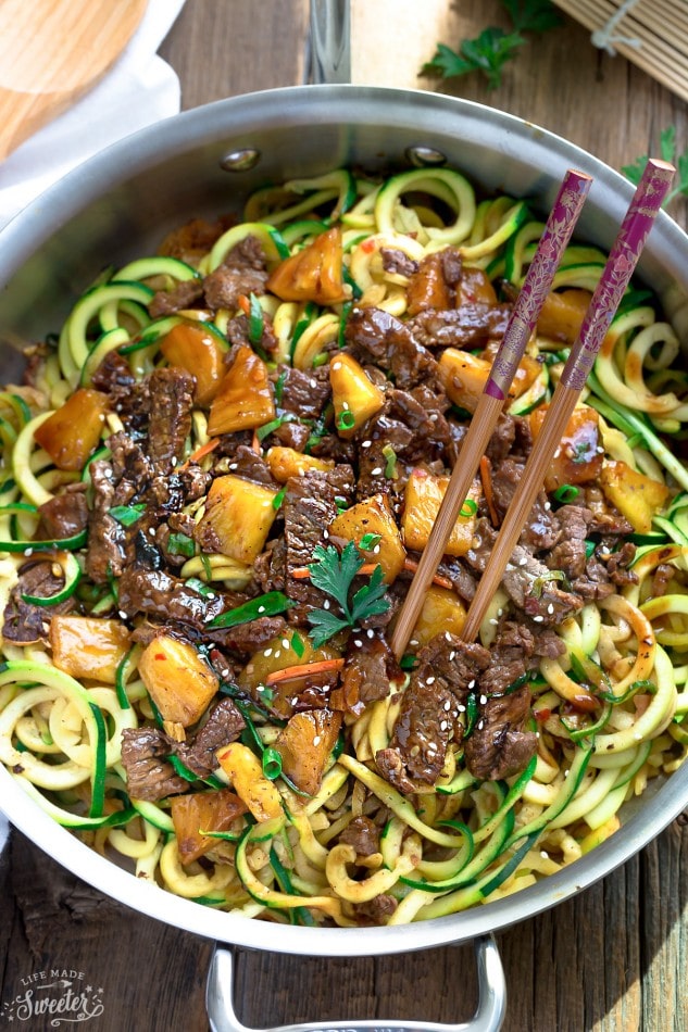 One Pan Mongolian Beef Zoodles