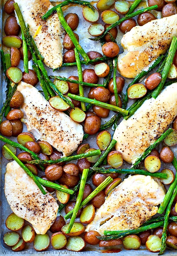 One Pan Roast Chicken, Asparagus and Potatoes 