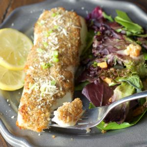 Try this Baked Parmesan and Pecan Crusted Halibut for a heart healthy dinner ready in just 20 minutes!