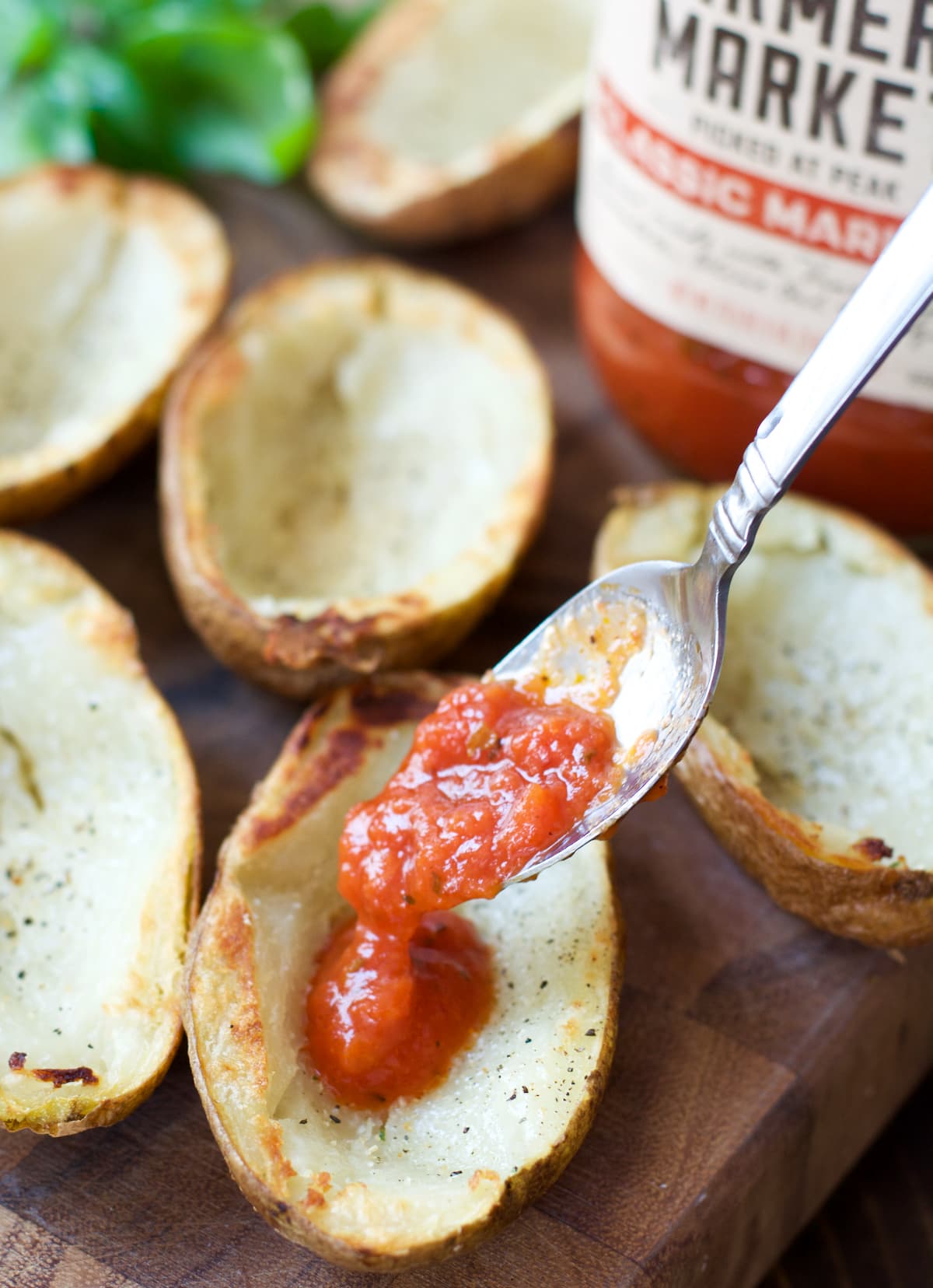 Chicken Parmesan Stuffed Potato Skins Maebells