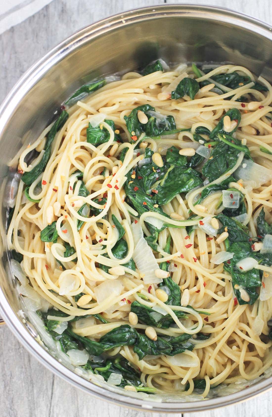 Creamy Lemon Spinach One Pot Pasta