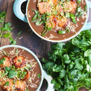 This five ingredient Smokey Black Bean Soup with Spicy Sausage is a simple hearty dish perfect for busy weeknights!