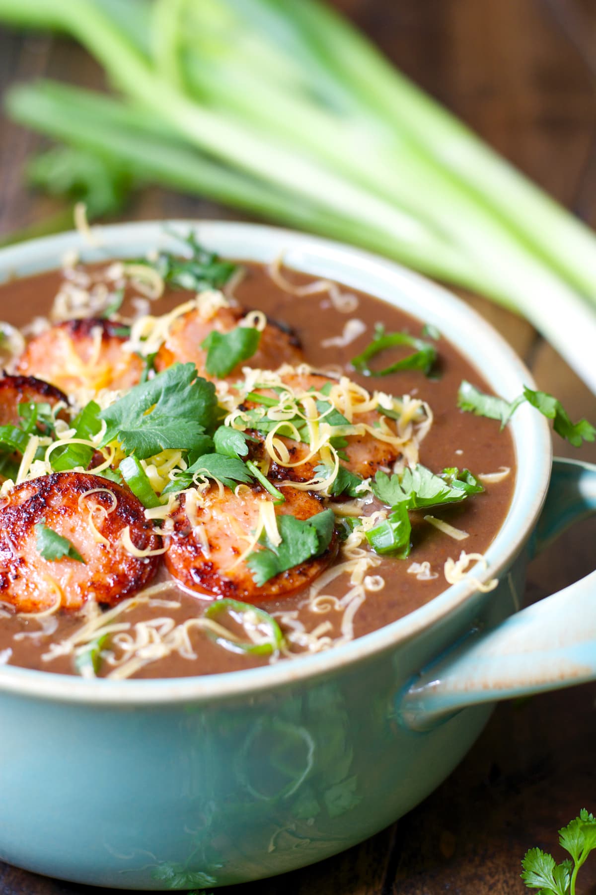 This five ingredient Black Bean and Sausage Soup is a simple hearty dish perfect for busy weeknights!