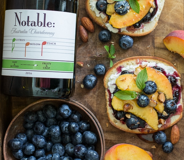 This simple Sweet Peach Bruschetta combine the best flavors of Summer! Fresh peaches, blueberries and mint make for an impressive combination! 