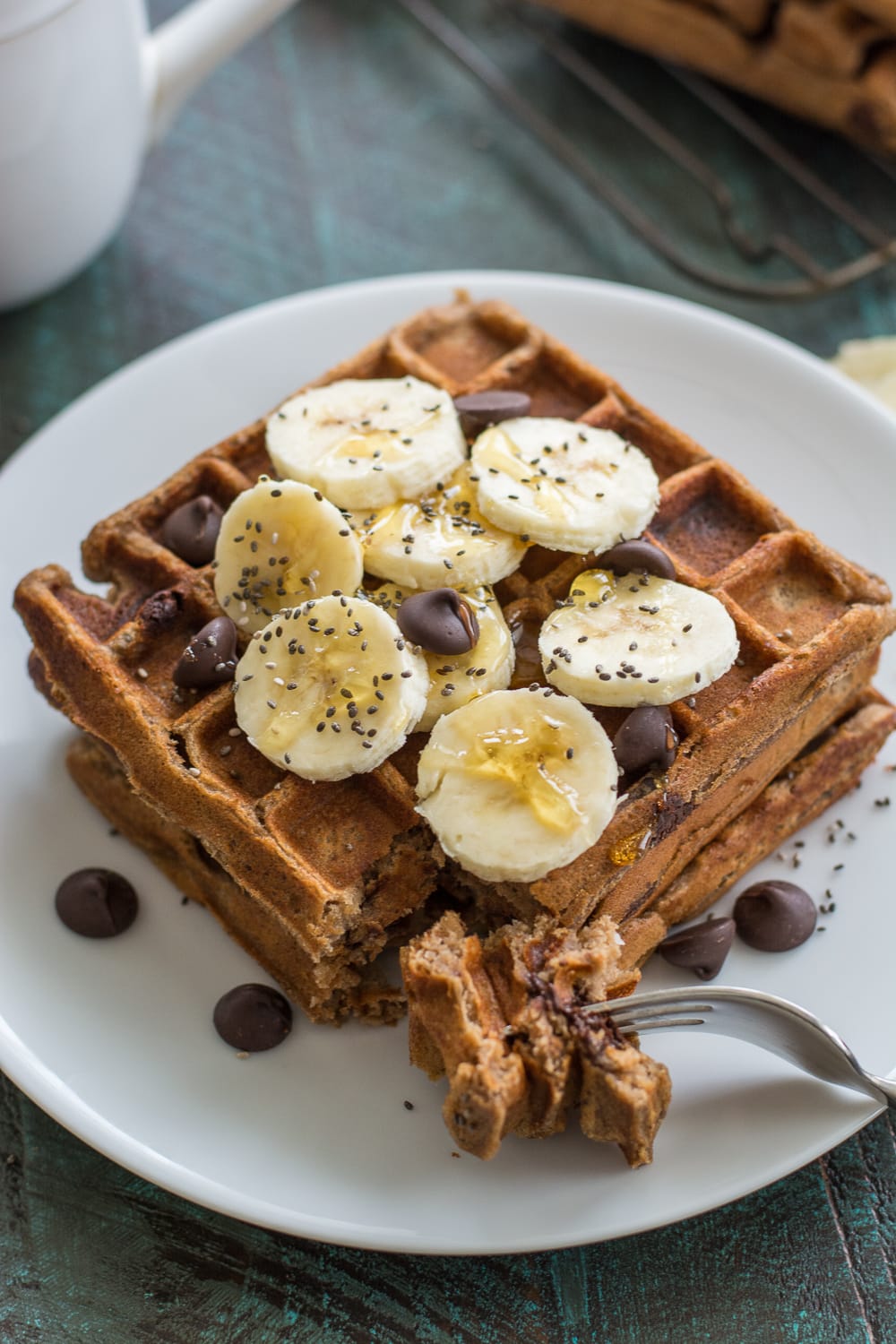 Add these Flourless Peanut Butter Protein Waffles to your morning routine! These gluten free waffles are a great easy meal prep option! 