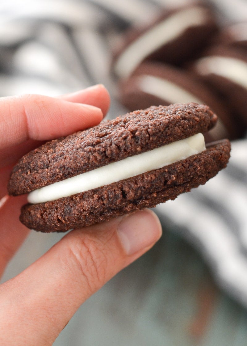  These Chocolate Peppermint Whoopie Pies are a must for your holiday celebrations! Classic whoopie pies get a fun, festive, low carb twist with a creamy peppermint filling!