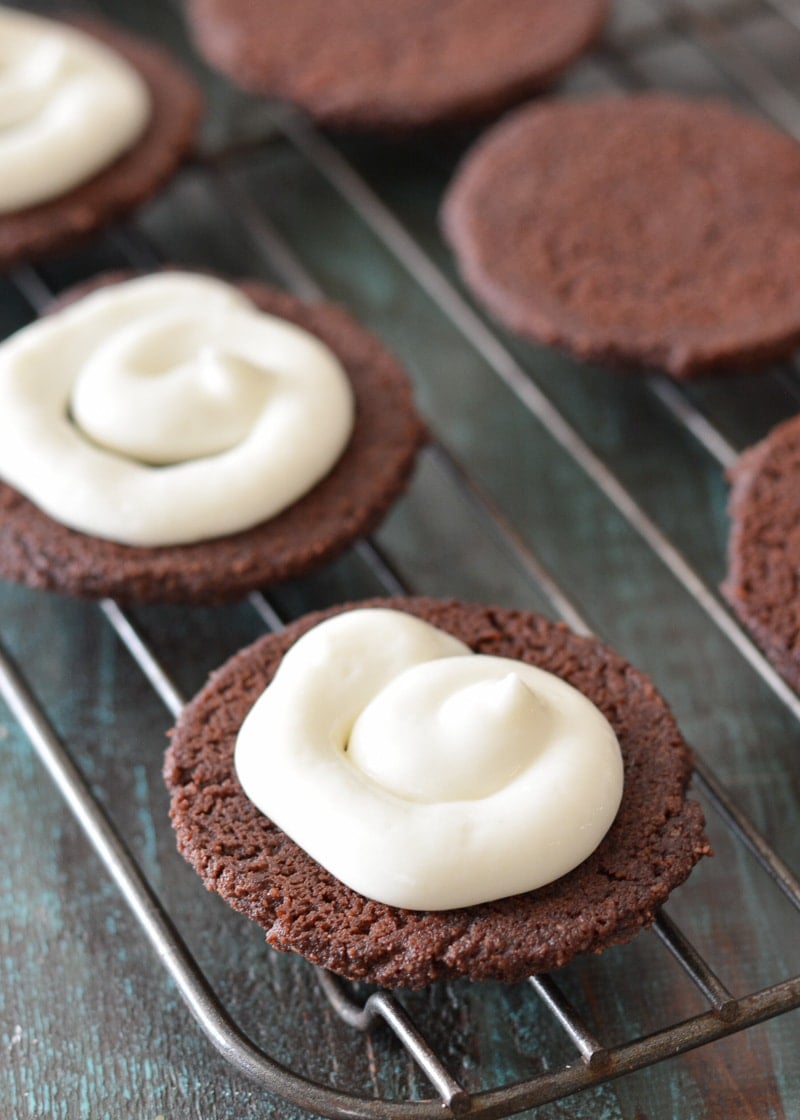  These Chocolate Peppermint Whoopie Pies are a must for your holiday celebrations! Classic whoopie pies get a fun, festive, low carb twist with a creamy peppermint filling!