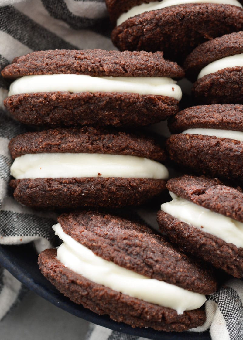  These Chocolate Peppermint Whoopie Pies are a must for your holiday celebrations! Classic whoopie pies get a fun, festive, low carb twist with a creamy peppermint filling!