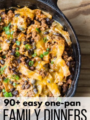 Keep your evenings running smoothly with these 90+ Easy ONE PAN Family Dinners! The whole family will love these simple dinner recipes made in just one skillet or sheet pan.