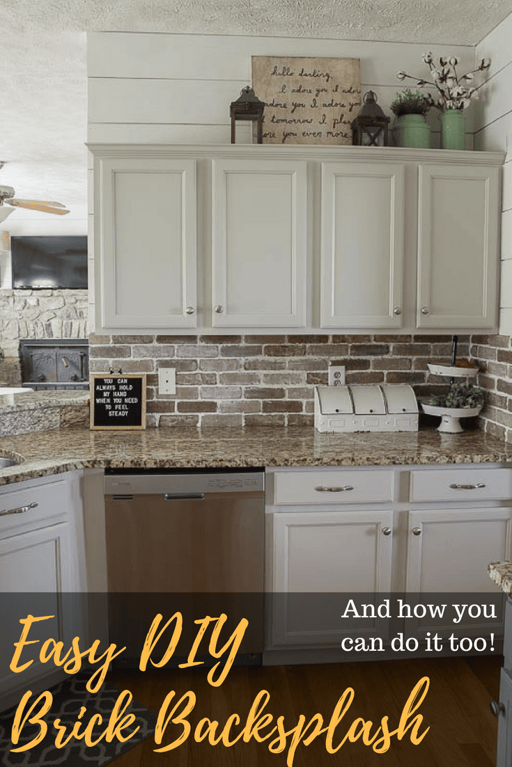 Update your kitchen with an Easy DIY Brick Backsplash! This affordable project is perfect for beginners who are looking for that classic farmhouse style!