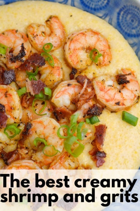 The Best Creamy Shrimp and Grits! Ultra creamy grits topped with tender shrimp, andouille sausage, crispy brussels sprouts or salty bacon! These recipes are crowd pleasers!