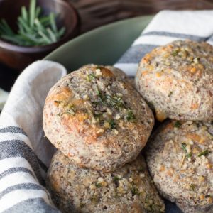 The perfect Rosemary Garlic Keto Dinner Rolls! These rolls are perfect for keto, gluten free holiday dinners and addictive enough you will want them all year long!