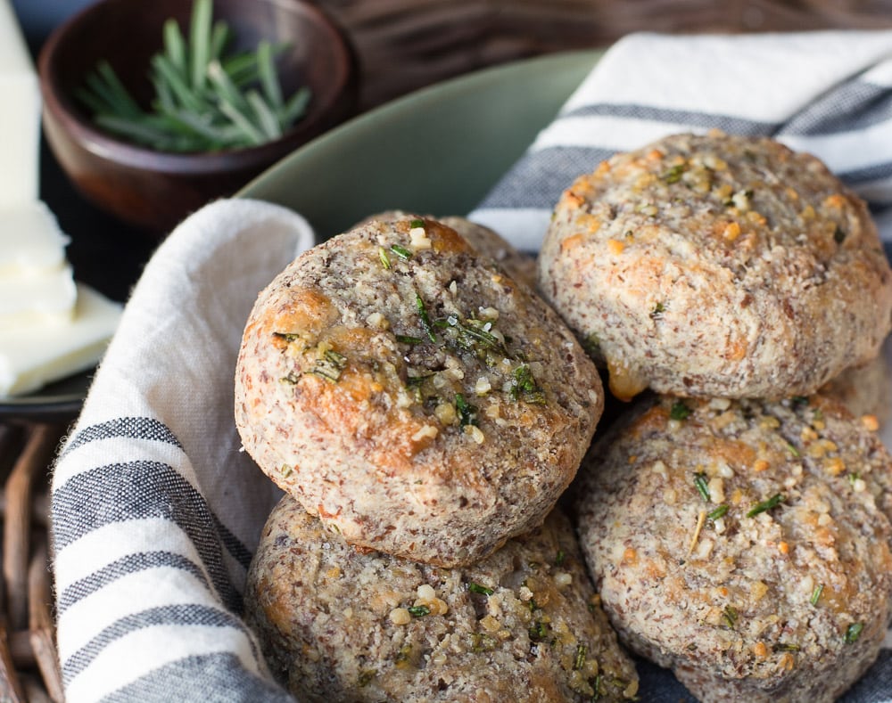 The perfect Rosemary Garlic Keto Dinner Rolls! These rolls are perfect for keto, gluten free holiday dinners and addictive enough you will want them all year long!