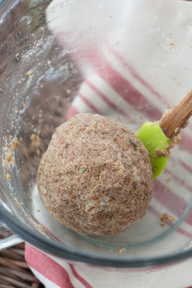 process shot showing what keto bread roll dough looks like 