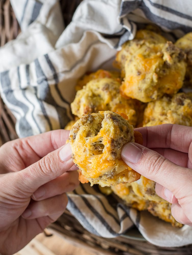 These Sausage Egg and Cheese Bites are the perfect low carb, grab and go, Keto friendly breakfast option! Perfect for an easy meal prep breakfast!