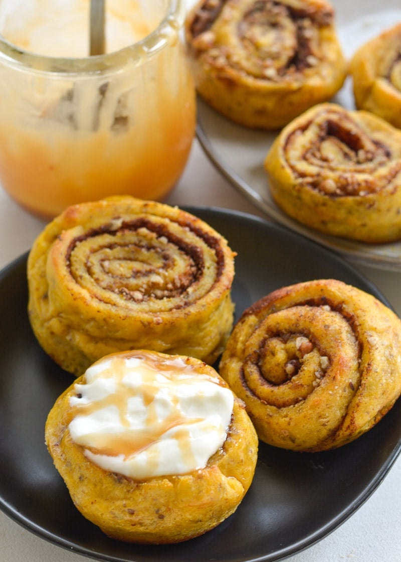 These amazing Keto Pumpkin Cinnamon Rolls are bursting with flavor and contain about 2 net carbs each!