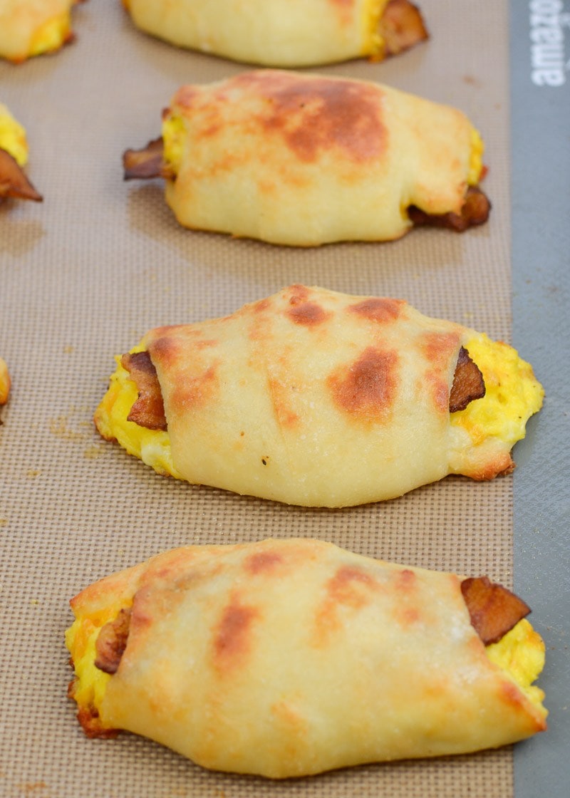 These Keto Bacon Egg and Cheese Rolls are a delicious low carb breakfast, and contain about 3 net carbs each!