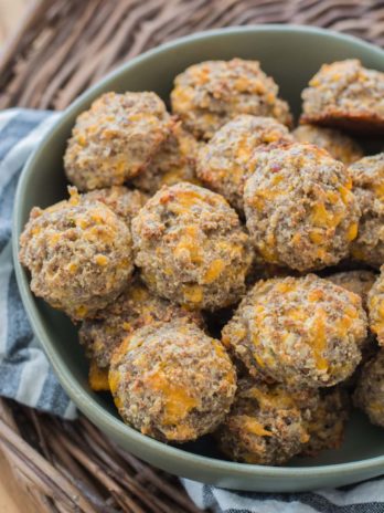 Easy and delicious Cheddar Ranch Keto Sausage Balls are the perfect Keto appetizer! Less than one net carb per ball! #keto #lowcarb