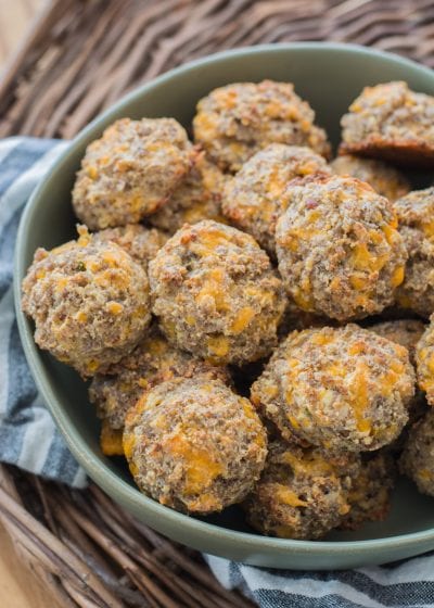 Easy and delicious Cheddar Ranch Keto Sausage Balls are the perfect Keto appetizer! Less than one net carb per ball! #keto #lowcarb