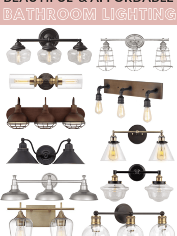 Get the Fixer Upper look with our favorite affordable Farmhouse Style Bathroom Lighting!  #fixerupper #farmhouse