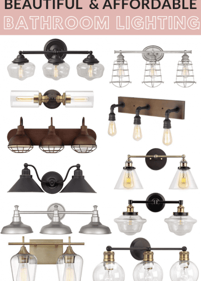 Get the Fixer Upper look with our favorite affordable Farmhouse Style Bathroom Lighting!  #fixerupper #farmhouse