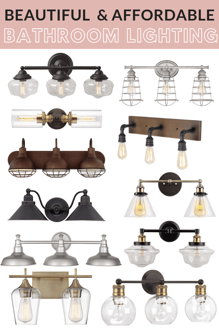 Get the Fixer Upper look with our favorite affordable Farmhouse Style Bathroom Lighting!  #fixerupper #farmhouse