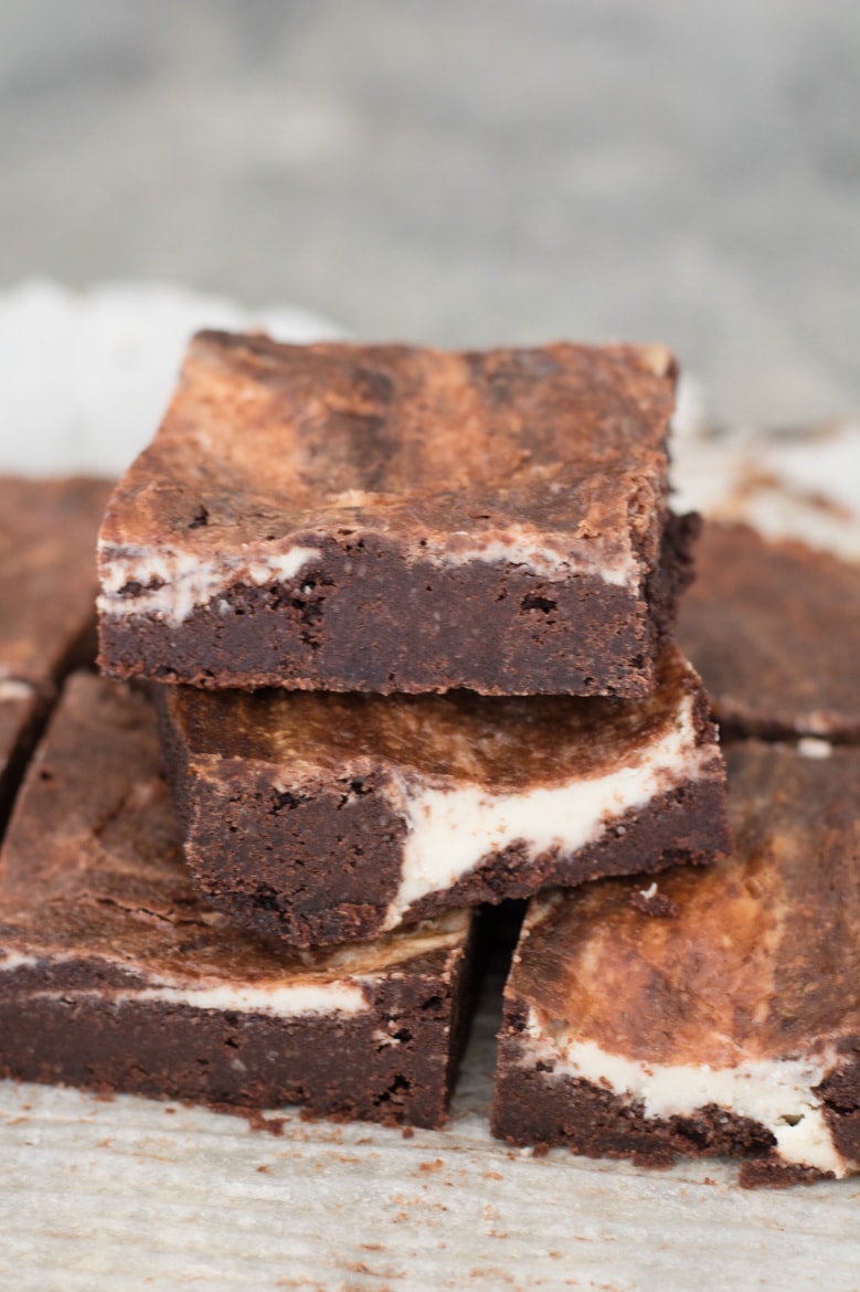 stack of keto cream cheese brownies