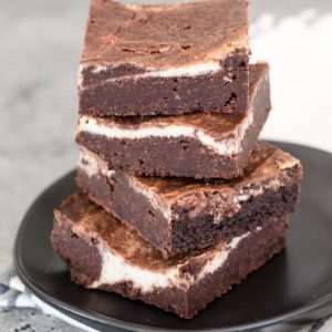 Fudgey Keto Cheesecake Brownies with a thick cheesecake swirl! An easy Keto dessert! 