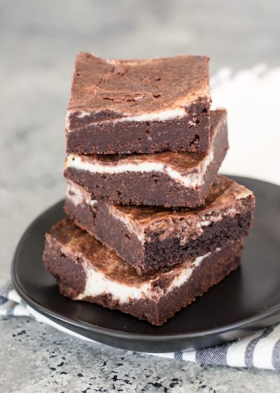 Fudgey Keto Cheesecake Brownies with a thick cheesecake swirl! An easy Keto dessert! 