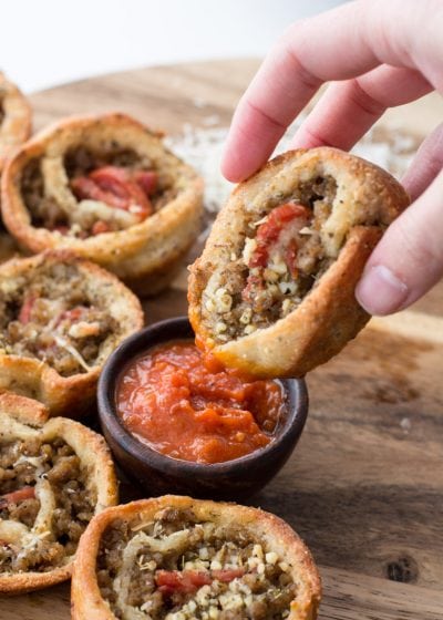 These easy Keto Pizza Rolls are loaded with Italian sausage and pepperoni! The perfect low carb, keto appetizer or easy dinner! #keto