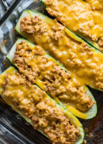 These low carb Keto Cheeseburger Zucchini Boats are packed with meat, cheese and a savory sauce! The perfect easy weeknight keto meal! 